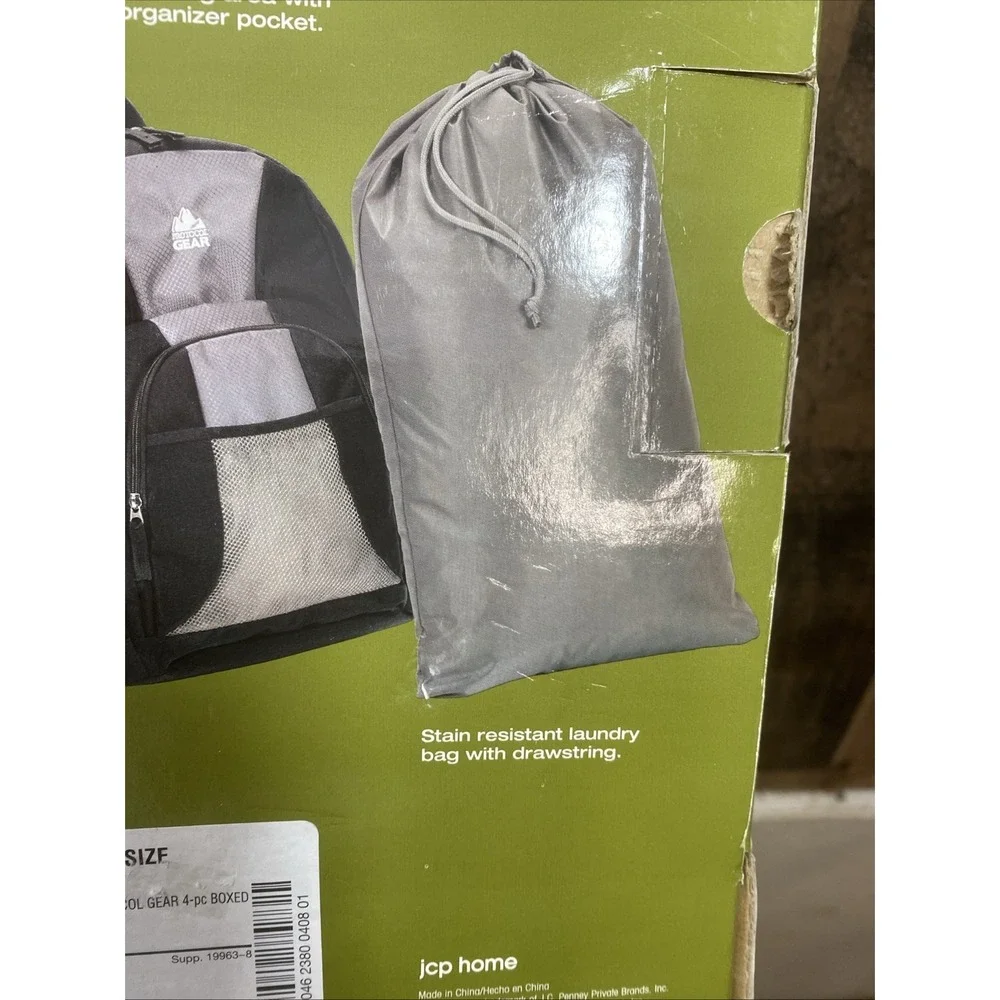 Dorm Life 4-Piece Travel Set Gray Camo Wheeled Duffel Backpack Gym Laundry Bag